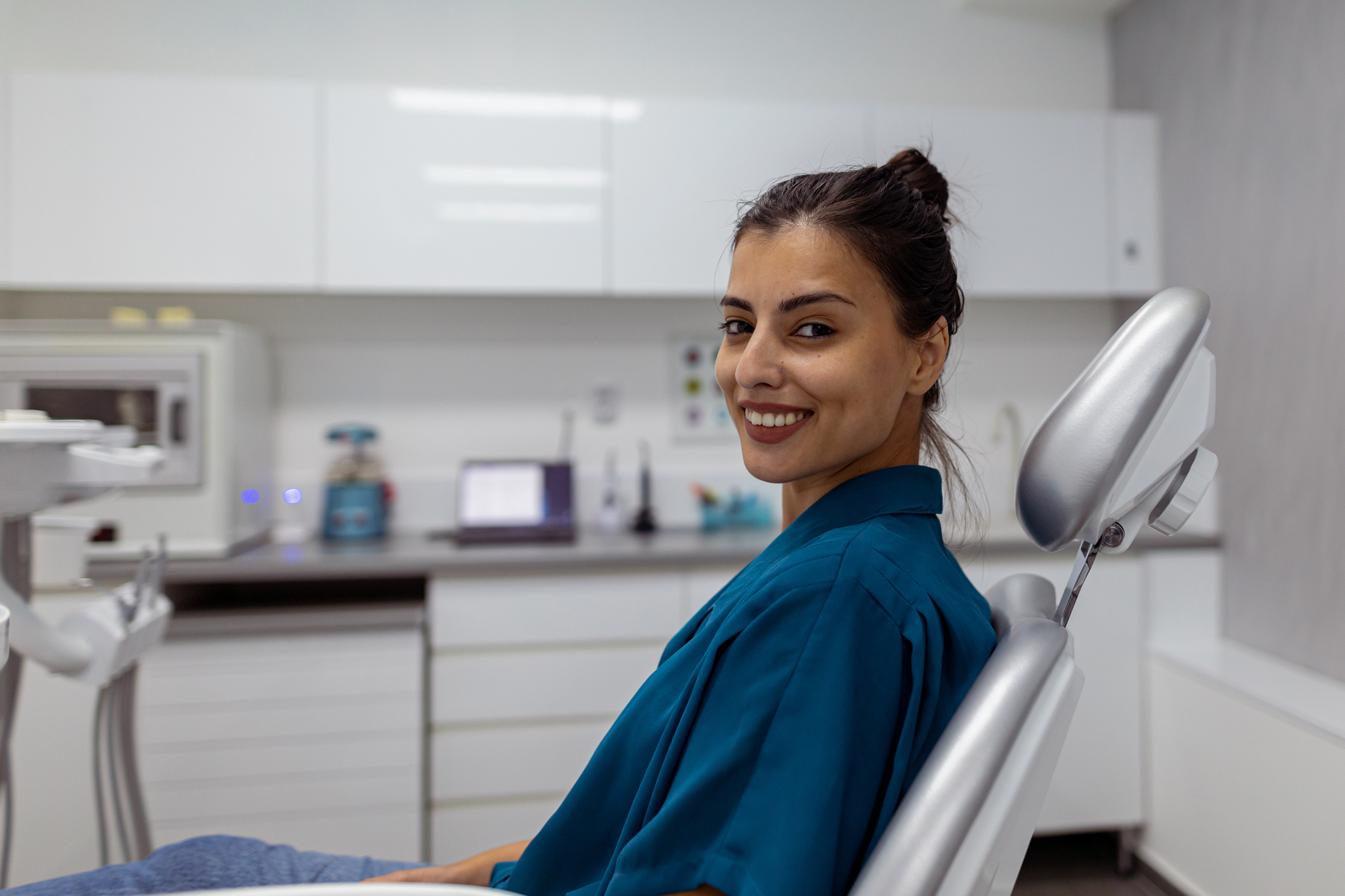 Happy and satisfied patient after a dental implant evaluation